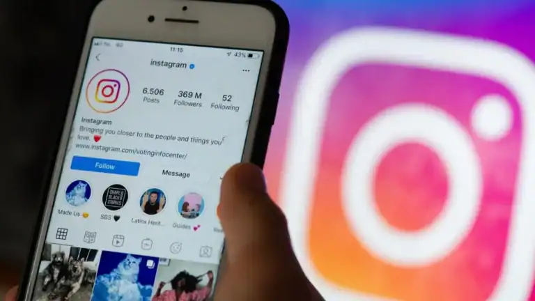 mobile phone with the screen on the Instagram app