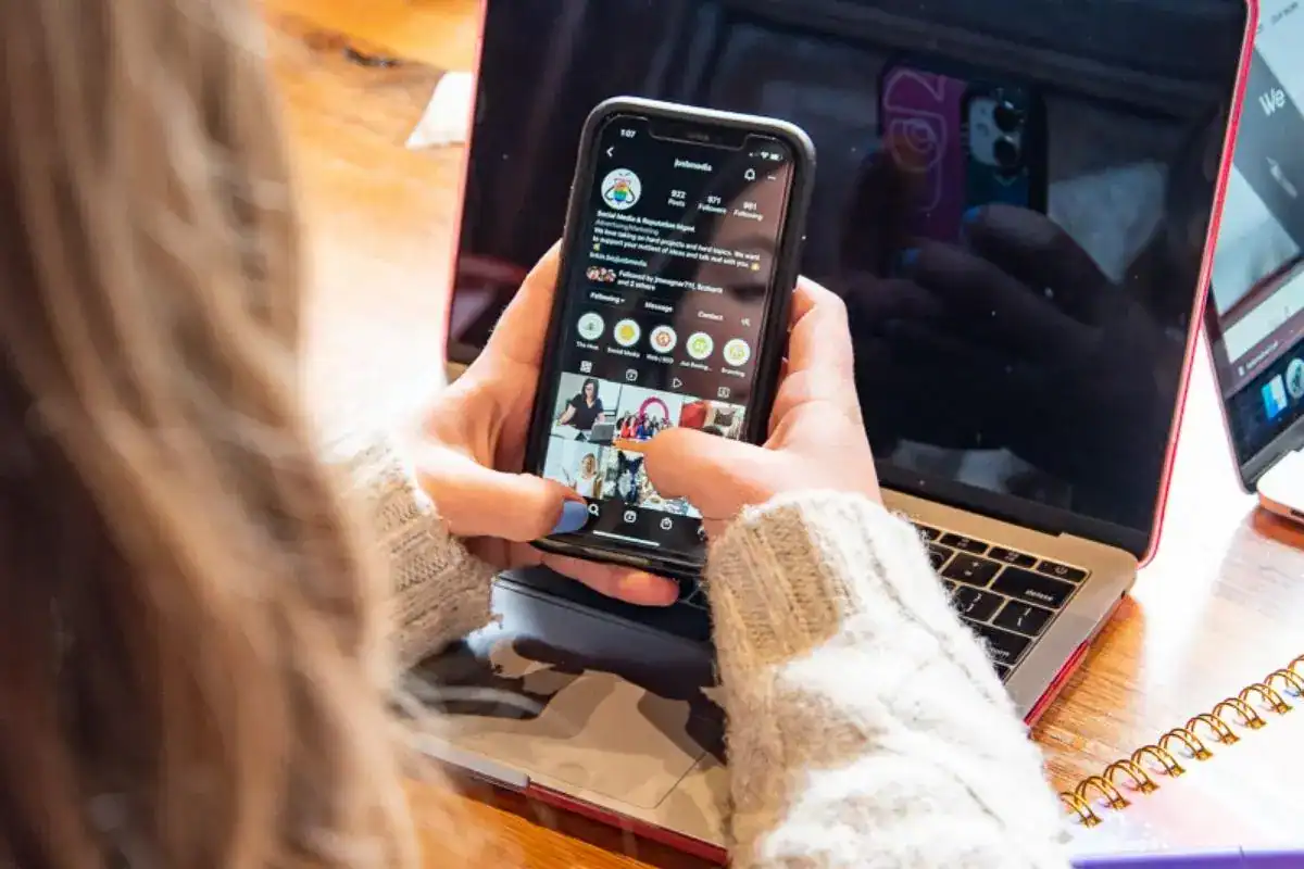 person on a the mobile Instagram app