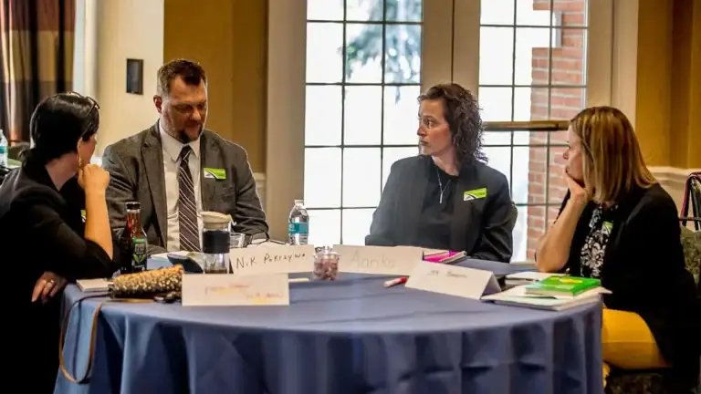 Group of people making business relationships